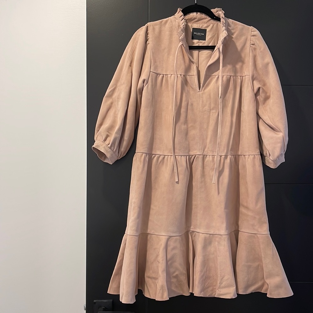 SELECTED FEMME BLUSH LEATHER DRESS